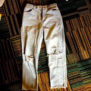 Lightly distressed Levi Denim Jeans; size 10